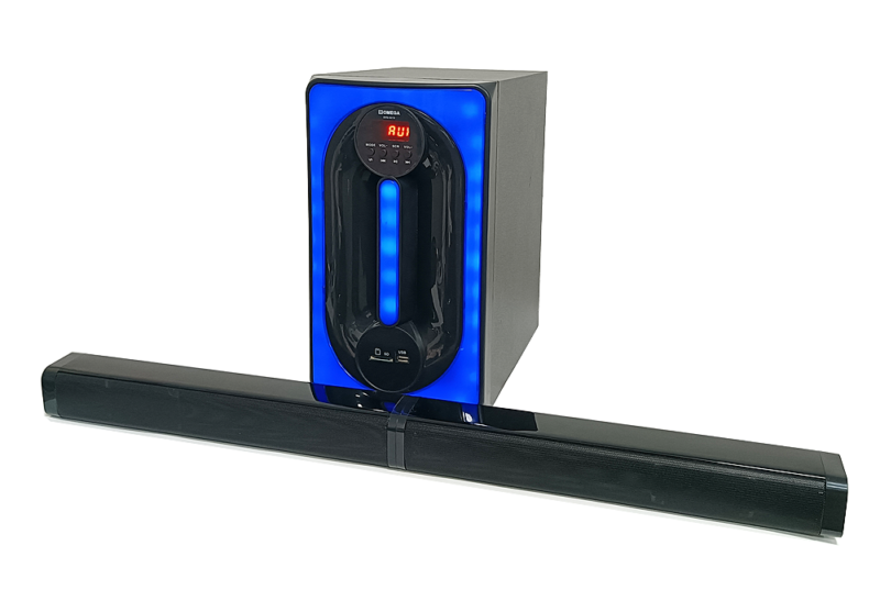 Omega DVD-5216 convertible soundbar and wired subwoofer with LED LightShow effects