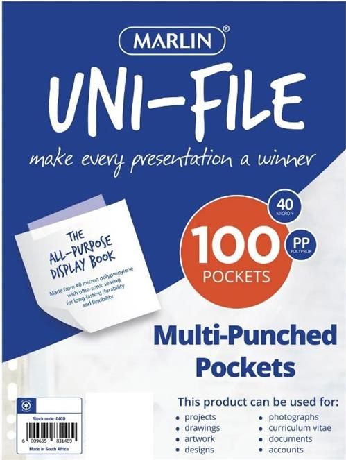 Marlin A4 File Pockets Sleeves – 100 Pack