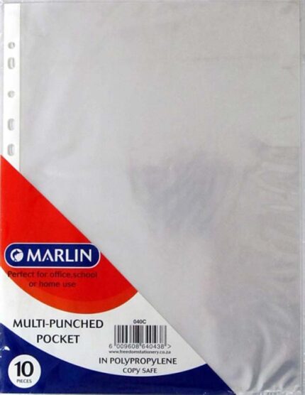 Marlin A4 File Pocket Sleeves – 100-Pack, Clear & Multi-Punched