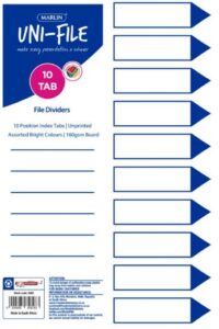 Marlin Bright Board File Dividers – 10 Position