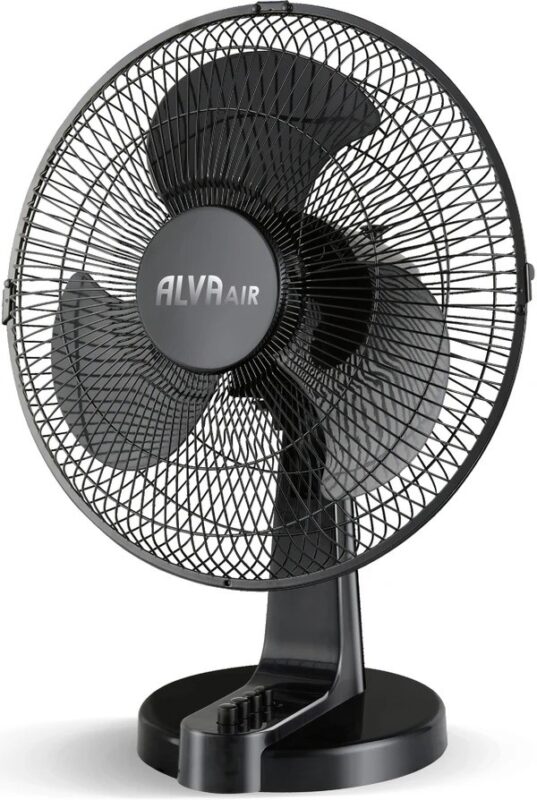 Alva 40cm Plastic Desk Fan Black 45W – Compact Oscillating Fan