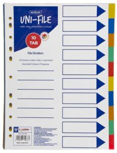 Marlin A5 Polyprop File Dividers with Jan–Dec Tabs