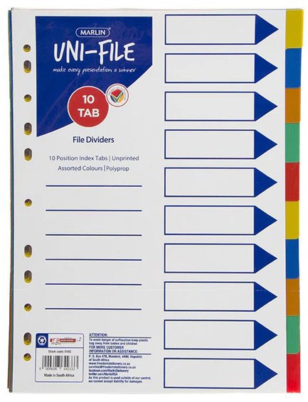 Marlin A5 Polyprop File Dividers with Jan–Dec Tabs