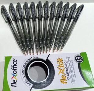 Flexoffice 0.7mm Black Retractable Gel Pens - Box of 12