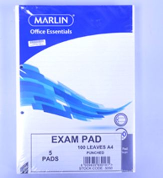 Marlin A4 Exam Pad Punched 100 Page – 5 Pack