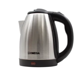 Omega 1.8L Stainless Steel Electric Kettle [TS-26SD] with Cordless Swivel Base, 1500W Fast-Boil Element, and Auto Shut-Off