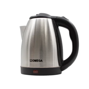 Omega 1.8L Stainless Steel Electric Kettle [TS-26SD] with Cordless Swivel Base, 1500W Fast-Boil Element, and Auto Shut-Off