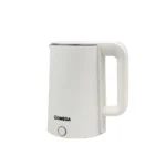 Omega 1.8L Electric Kettle White with Double-Layer Insulation, Cordless Base, and 1500W Fast-Boil Heating Element