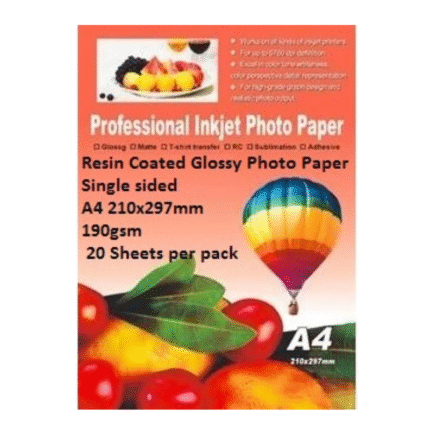 EBox Resin Coated Glossy Photo Paper A4 190gsm – 20 Sheets