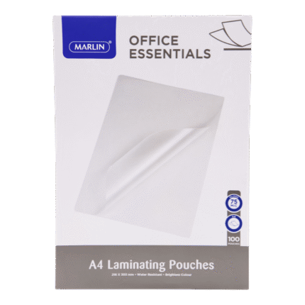 Marlin Office Essentials Laminating Pouches A4 with gloss finish