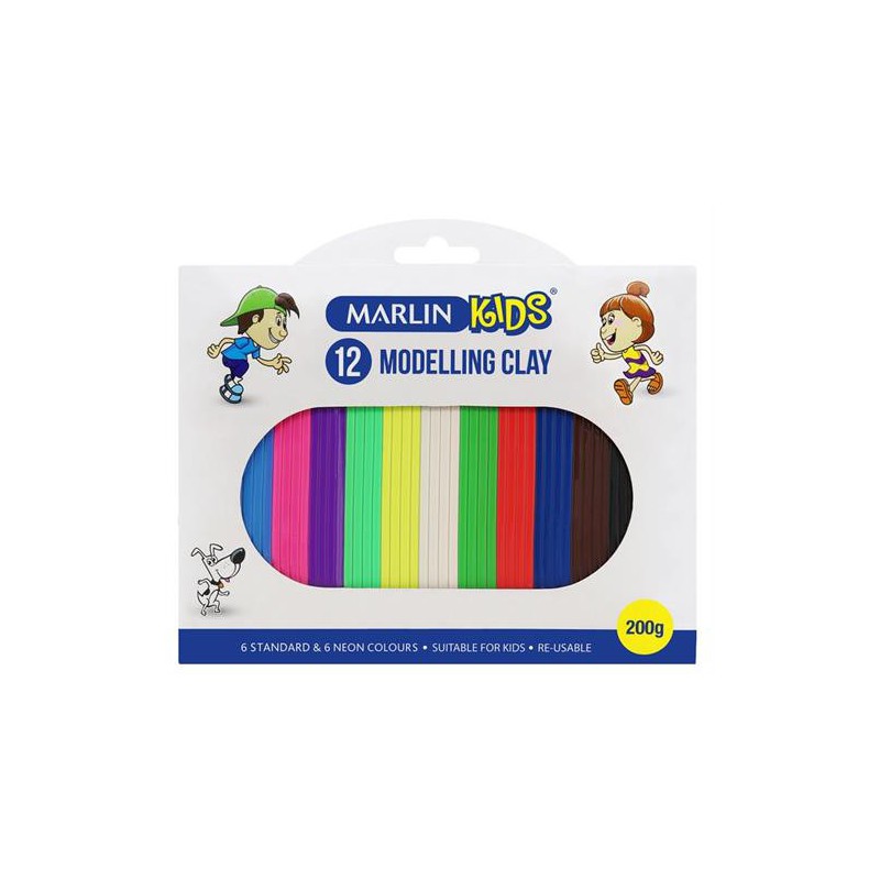 Marlin Kids Modelling Clay 200g – 12 Colours
