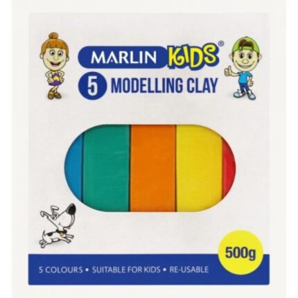 Marlin Kids Modelling Clay 500g – 5 Colours + 3 Moulds
