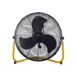 Alva Air 50cm High Velocity Floor Fan ACS603 with matte black grill and yellow stand