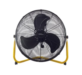 Alva Air 50cm High Velocity Floor Fan ACS603 with matte black grill and yellow stand