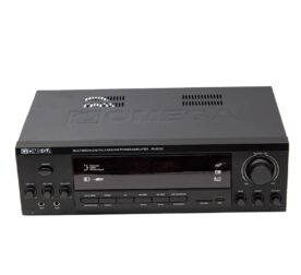 Omega AV-97222 Amplifier front panel with USB and Bluetooth inputs