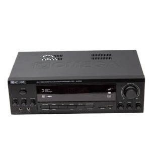 Omega AV-97222 Amplifier front panel with USB and Bluetooth inputs