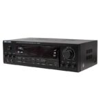Omega AV-97222 Amplifier front panel with USB and Bluetooth inputs