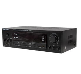 Omega AV-97222 Amplifier front panel with USB and Bluetooth inputs
