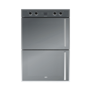 Defy DB0768 Gemini Thermofan+ Double Oven with black glass finish and dual compartments