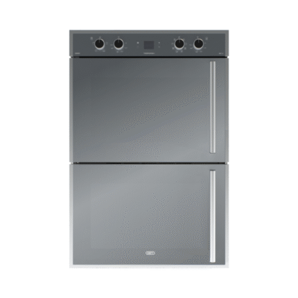 Defy DB0768 Gemini Thermofan+ Double Oven with black glass finish and dual compartments