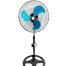 Omega OM-F19 18-Inch Pedestal Standing Fan – Black and Silver
