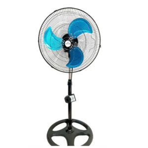 Omega OM-F19 18-Inch Pedestal Standing Fan – Black and Silver