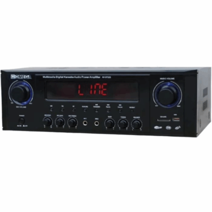 Omega AV-97223 Amplifier front panel with Bluetooth and USB inputs