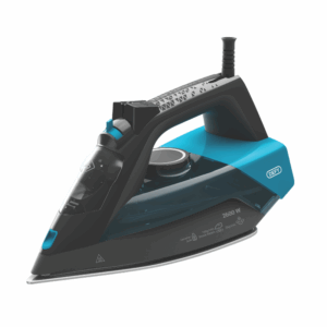 The Defy SI4126BG Aria Steam Iron features 2600W power, ceramic soleplate, continuous steam output, and a shock steam burst for efficient ironing.