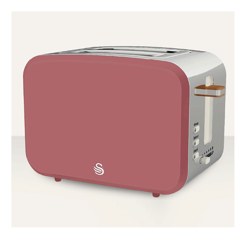 Swan Nordic SNT2FR 2-Slice Toaster in Fuschia Rose