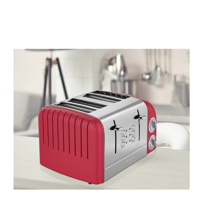 Swan SRT6R Retro Red 4 Slice Toaster