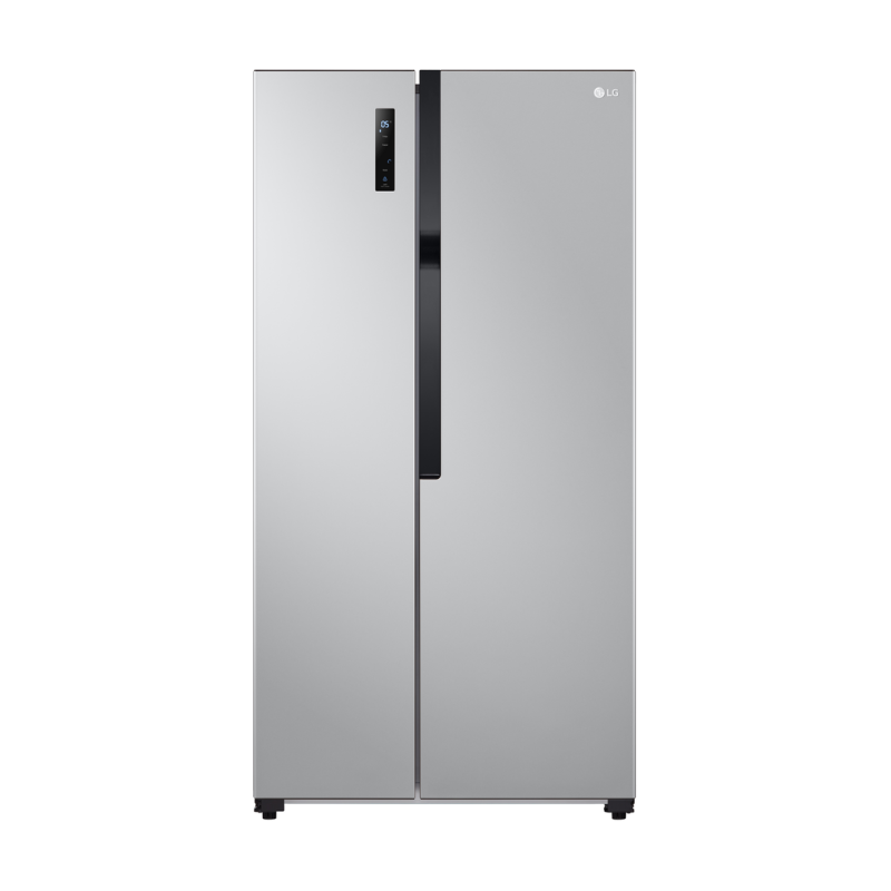 LG 519L Side-By-Side Fridge GCFB507PQAM Silver front view LG 519L Side-By-Side Fridge GCFB507PQAM Silver front view