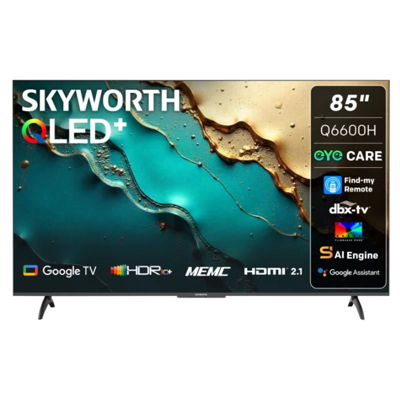 Skyworth 85" QLED+ 4K Google TV 85Q6600H front view Skyworth 85" QLED+ 4K Google TV 85Q6600H front view