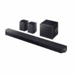 Image of the Samsung Q-Series Soundbar 11.1.4 CH with Subwoofer & Rear Speaker, model HW-Q990F/XA, designed for immersive surround sound and premium home entertainment.