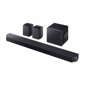 Image of the Samsung Q-Series Soundbar 11.1.4 CH with Subwoofer & Rear Speaker, model HW-Q990F/XA, designed for immersive surround sound and premium home entertainment.