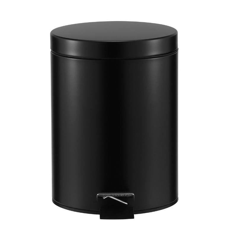ROMA 5L Step Pedal Bin – Stainless Steel & Matte Black