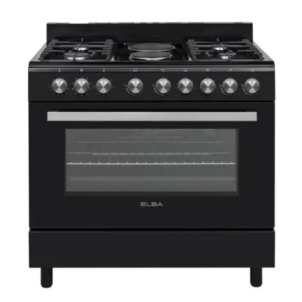 Elba 90cm 4 Burner Gas Stove with 2 Electric Plates and Electric Oven – Black (04/96CL727B)