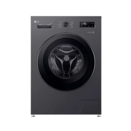 LG 7kg front loader washing machine in middle black, model F2Y1HYP6J, sleek design with energy-efficient performance