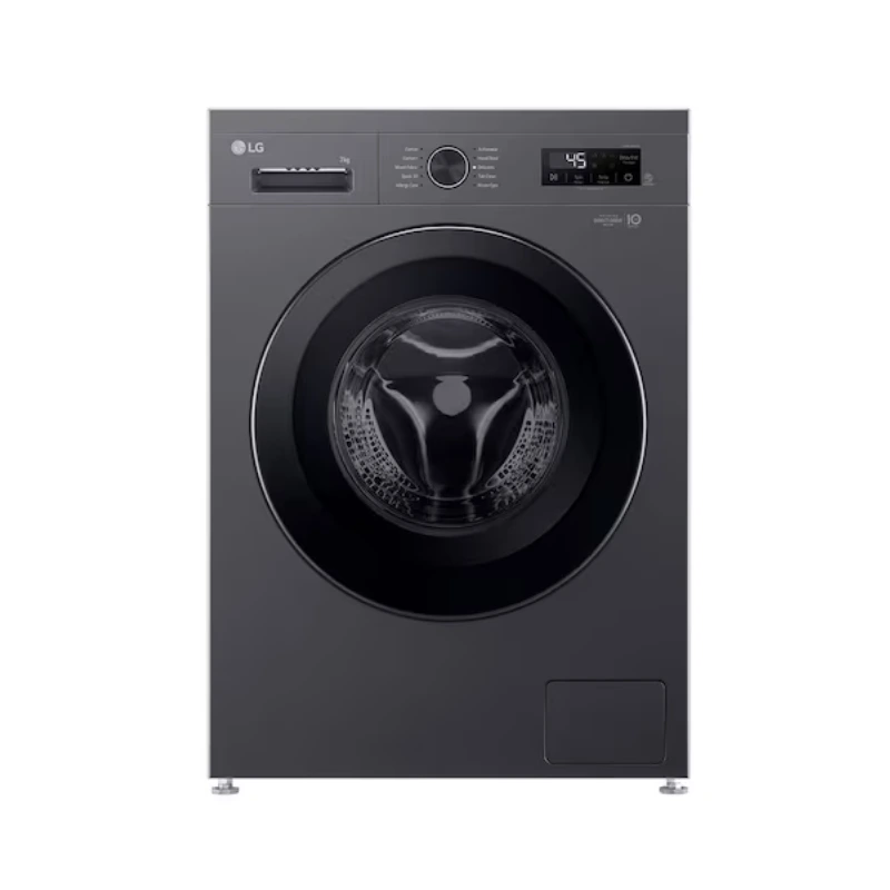 LG 7kg front loader washing machine in middle black, model F2Y1HYP6J, sleek design with energy-efficient performance LG 7kg front loader washing machine in middle black, model F2Y1HYP6J, sleek design with energy-efficient performance