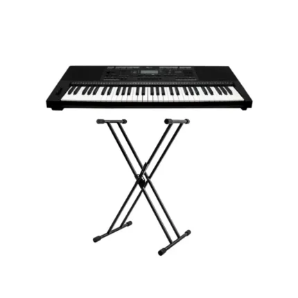Rhythm MK400 61‑Key Touch‑Sensitive Keyboard with Astro Audio DKS‑03 Double‑Braced Stand Bundle