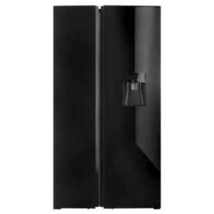 Defy 496L Side-by-Side Glass Fridge/Freezer - BLACK