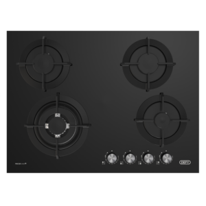 Defy 70cm Gemini Gas Glass Hob -4 Burners Black Glass