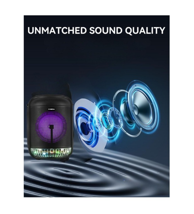 Omega 8" Portable Bluetooth Karaoke Speaker -80W Battery-Powered for Loadshedding & Parties (OP-82507) - Image 2