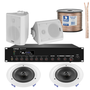 Complete 240W RMS Commercial Audio System Bundle with Ceiling and Wall Speakers