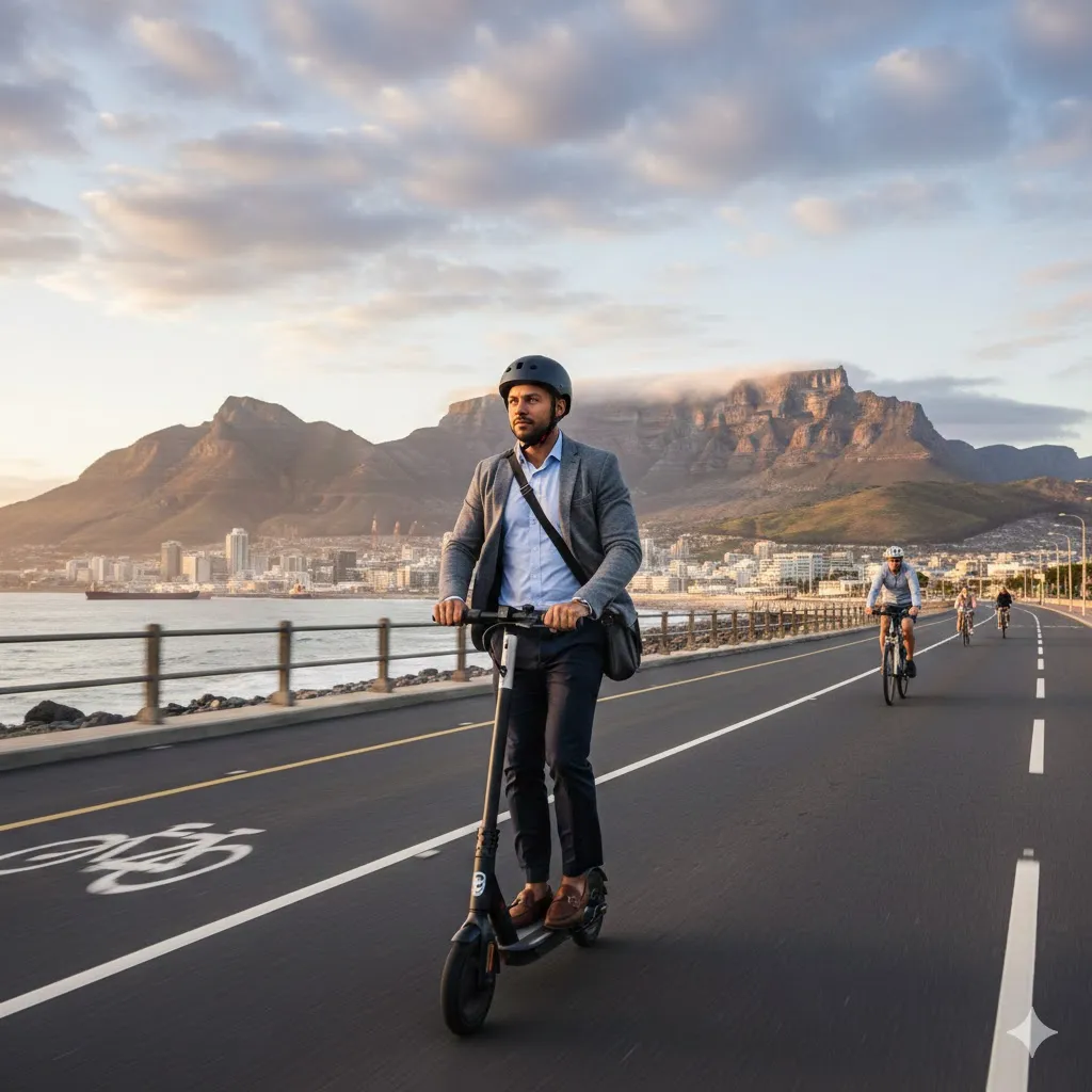Man riding a e-scooter