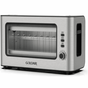 Goldair 2 Slice Glass Toaster -Modern Design, Browning Control