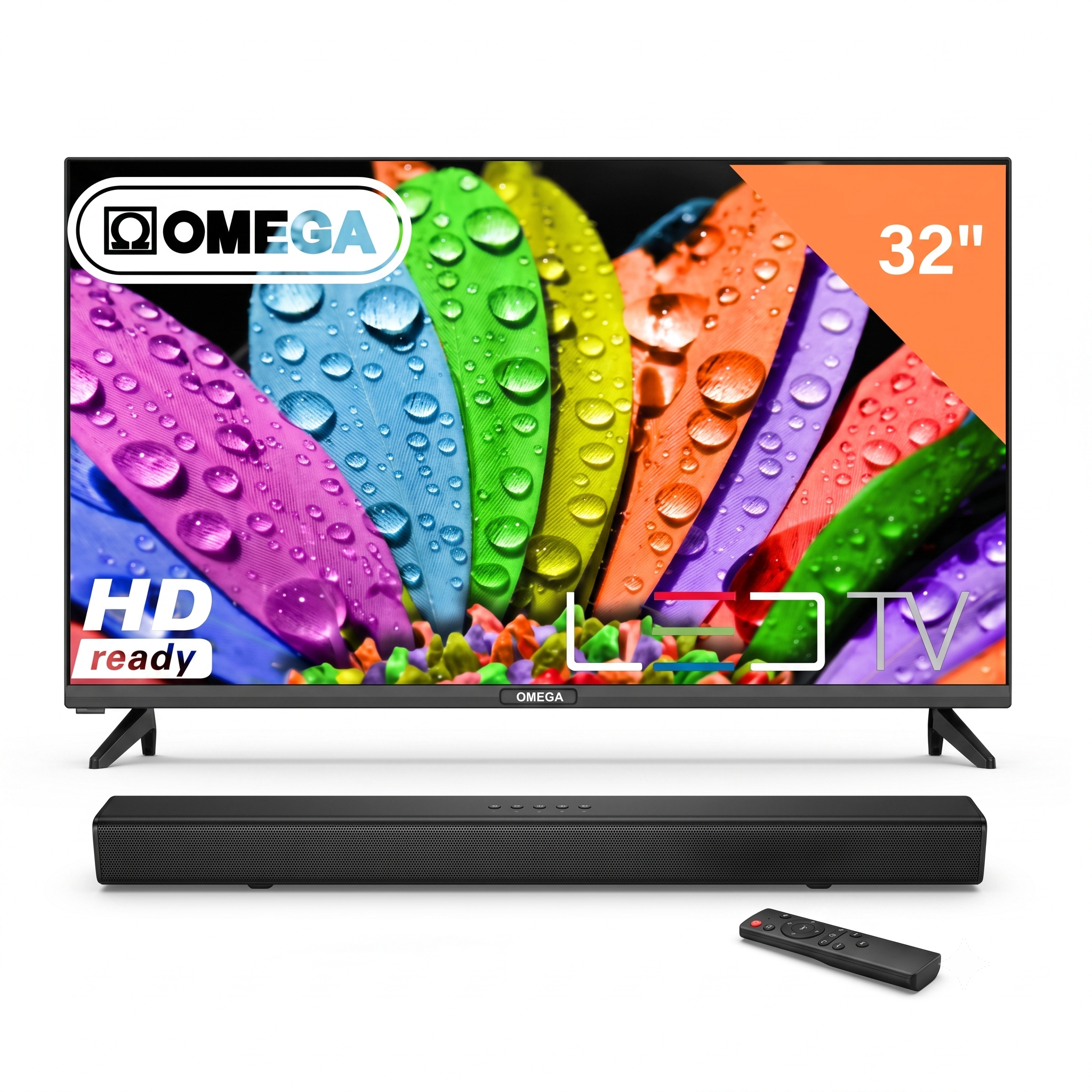 Omega SLM-32C4 32-Inch Smart TV & Supersonic SAV-101A Soundbar Bundle